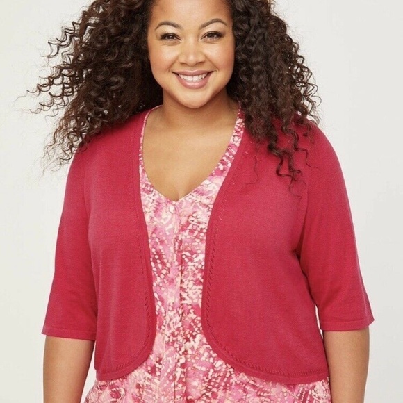LAST ONE AVAILABLE! - New Catherines Womens Pointelle Shrug Cardigan Size 0X - Picture 1 of 11